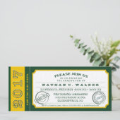 2017 Green & Gold Ticket Graduation Party nodigt u Kaart (Staand voorkant)