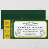 2017 Green & Gold Ticket Graduation Party nodigt u Kaart (Voorkant / Achterkant)