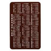 2017 Jaar Maandelijkse kalender Bruin Hout Grain Magneet (Verticaal)