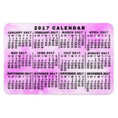 2017 Jaar Maandelijkse kalender Roze Waterverf ste Magneet (Horizontaal)