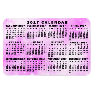 2017 Jaar Maandelijkse kalender Roze Waterverf ste Magneet