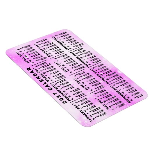 2017 Jaar Maandelijkse kalender Roze Waterverf ste Magneet (Rechterzijde)