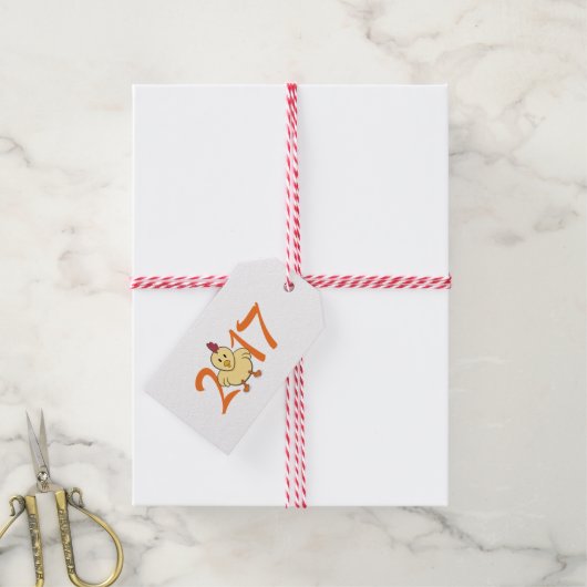 2017 Jaar van de Rooster (aanpasbare versie) Cadeaulabel (Met Touw)
