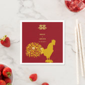 2017 Jaar van Haan Rood Goud Chinese Huwelijk Servetten (Insitu)