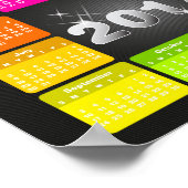 2017 Kalender in heldere regenboogkleuren Poster (Hoek)