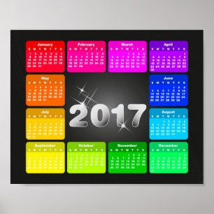 2017 Kalender in heldere regenboogkleuren Poster