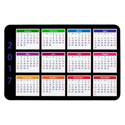 2017 Kleurenkalender  Groot Horizontaal Magneet (Horizontaal)