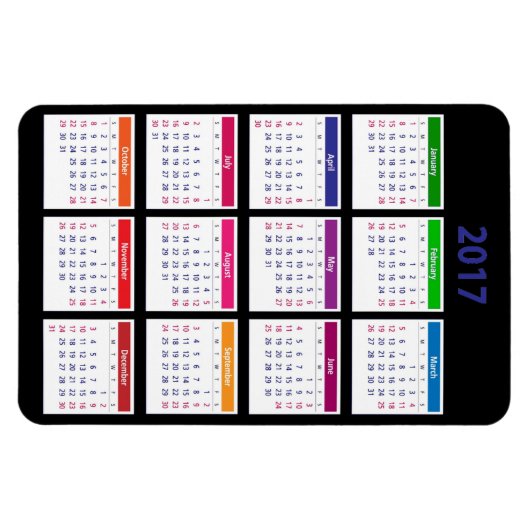 2017 Kleurenkalender Groot Magneet (Horizontaal)