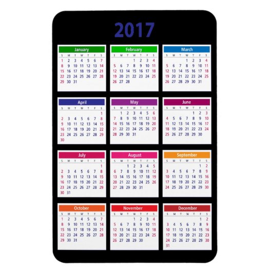 2017 Kleurenkalender  Groot Magneet (Verticaal)