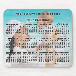 2017 Maandelijkse kalender zwart, voeg fototekst t Muismat