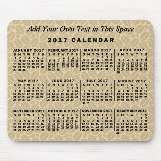 2017 Maandelijkse kalenderbonen aangepast Muismat (Voorkant)