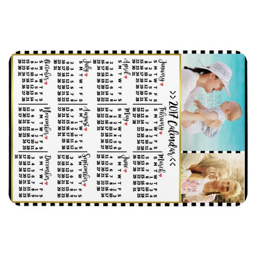 2017 Maandelijkse kalenderstripes | Aangepaste fot Magneet (Horizontaal)