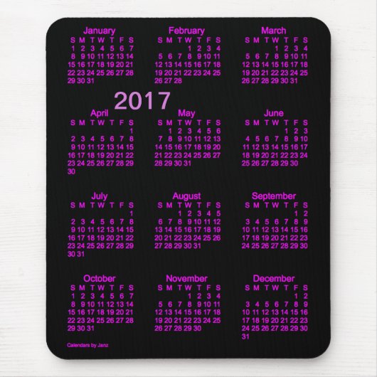 2017 Neon Pink Large Print Calendar van Janz Muismat (Voorkant)
