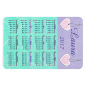 2017 Paarse en Blauwgroen Mini Kalender Naam Magne Magneet (Horizontaal)