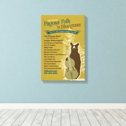 2017 Pagosa Folk 'N Bluegrass Poster Canvas Afdruk (Insitu (Houten vloer))