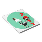 2017 Rooster-jaar in groen cirkelblok Notitieblok (Schuin)