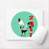 2017 Rooster Jaar in Groene Circle Mousepad Muismat (Met muis)