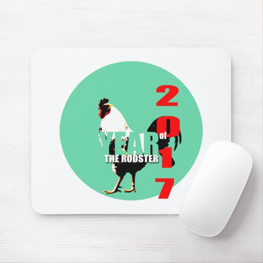 2017 Rooster Jaar in Groene Circle Mousepad Muismat (Met muis)