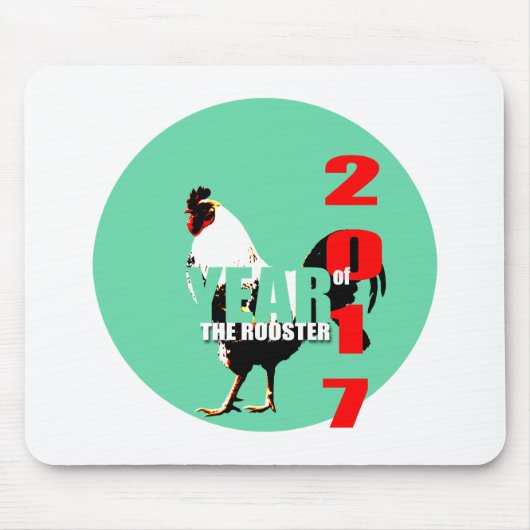 2017 Rooster Jaar in Groene Circle Mousepad Muismat (Voorkant)