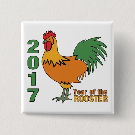 2017 Rooster-knop Vierkante Button 5,1 Cm (Voorkant)