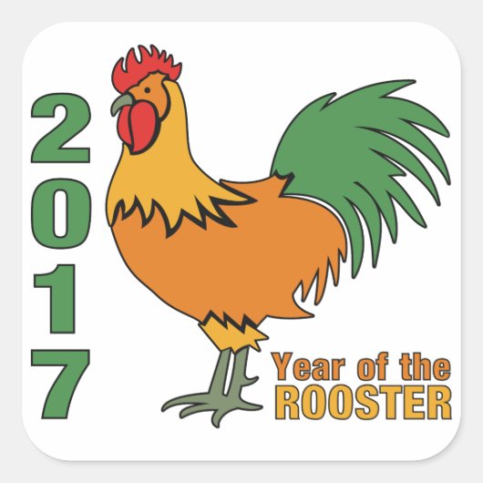 2017 Rooster-stickers Vierkante Sticker (Voorkant)