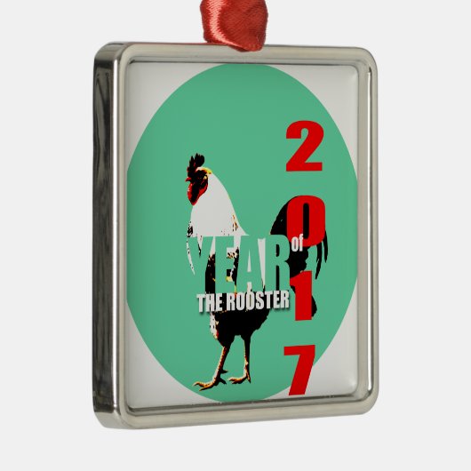 2017 Rooster Year in Green Circle S Ornament (Rechts)