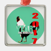 2017 Rooster Year in Green Circle S Ornament (Voorkant)