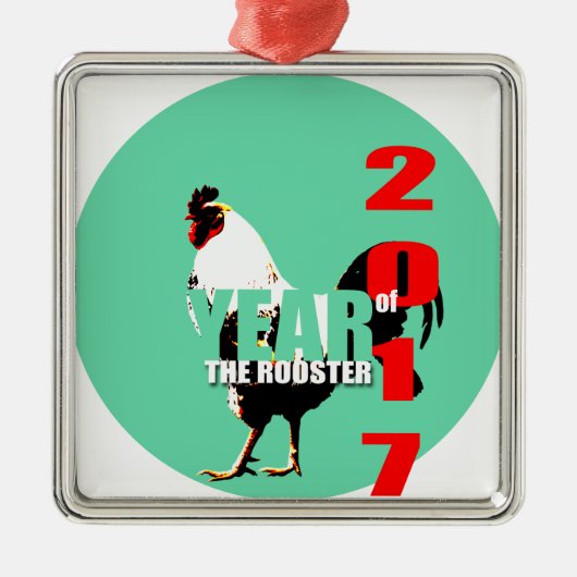 2017 Rooster Year in Green Circle S Ornament (Voorkant)