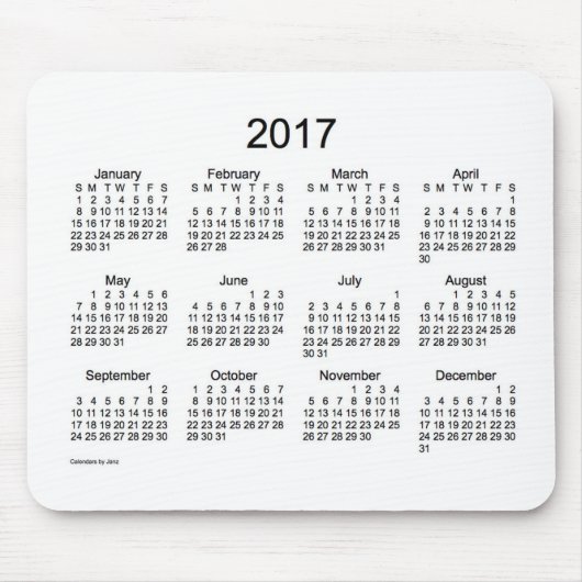 2017 White Calendar van Janz Muismat (Voorkant)