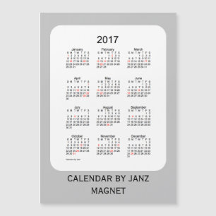 2017 Zilveren Vakantiekalender van Janz 5x7 Magnet