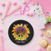 2017 Zonnebloem, zonnebloem en vredessymbool Papieren Bordje (Feest)