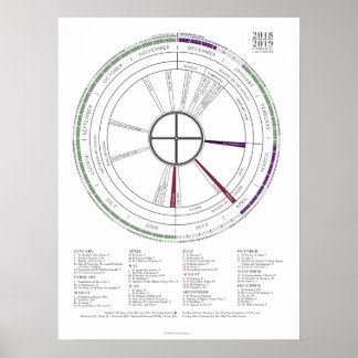 2018-2019 Modern Liturgical Calendar Poster NEW!