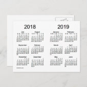 2018-2019 Schooljaar Mini Kalender door Janz Briefkaart (Voorkant / Achterkant)