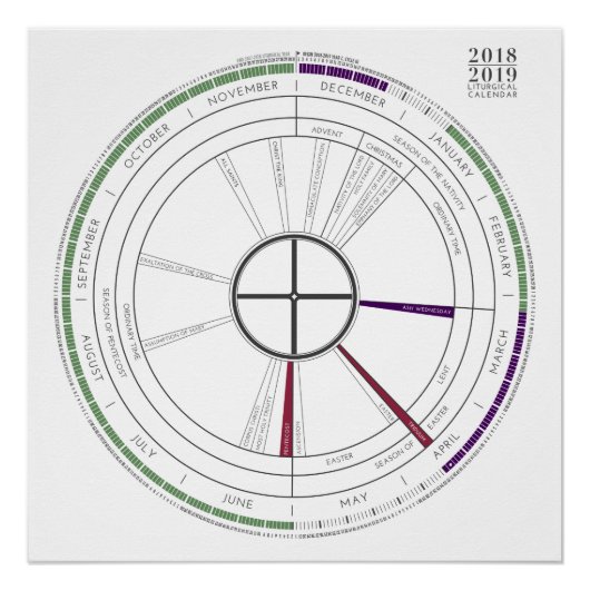 2018-2019 Square Liturgical Calendar NEW! Perfect Poster (Voorkant)