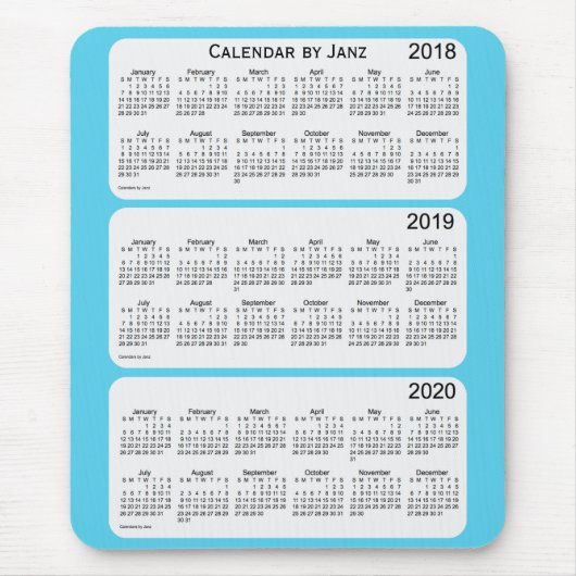 2018-2020 Sky Blue Calendar van Janz Muismat (Voorkant)