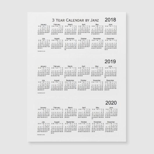 2018-2020 White Smoke 3 jaar Kalender door Janz (Voorkant)