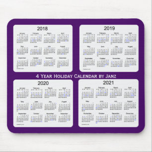 2018-2021 Paars 4 jaar vakantiekalender door Janz Muismat