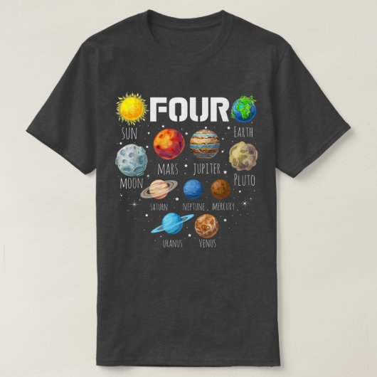 2018 4 jaar oude buitenruimte vierde geboortedag t-shirt (Design voorkant)