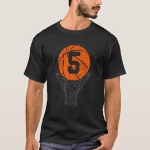 2018 5e verjaardag basketbal vijf 5 jaar oud jonge t-shirt