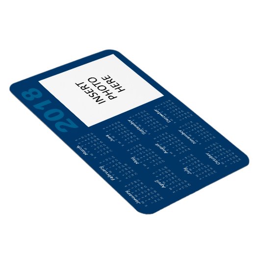 2018 Aangepaste fotokalender Magnet - Blauw Magneet (Rechterzijde)