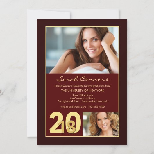 2018 Afstuderen Foto Lijst Invitation Kaart (Voorkant)