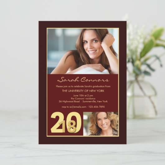 2018 Afstuderen Foto Lijst Invitation Kaart (Staand voorkant)