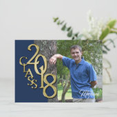 2018 Afstuderen foto Navy blauw en goud Kaart (Staand voorkant)