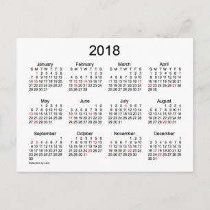 2018 Agenda van de feestdag van Janz Briefkaart
