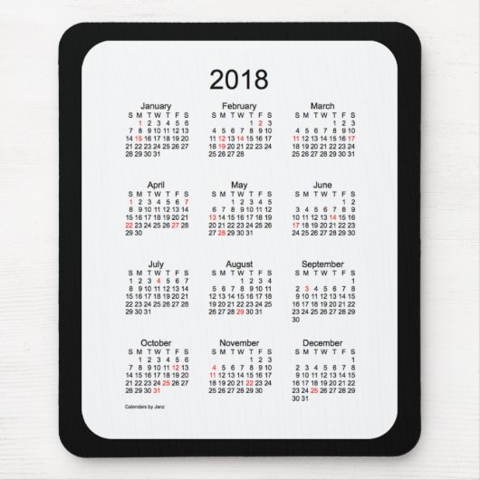 2018 Black Holiday Calendar van Janz Muismat (Voorkant)