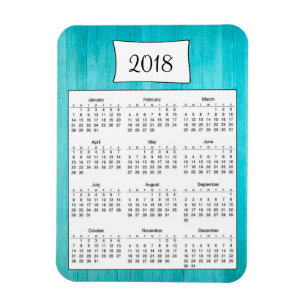2018 Blauwgroen Turquoise Wood Calendar Magnet 201 Magneet