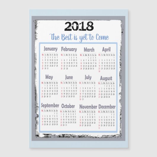 2018 Calendar Magnetic Card voor uw koelkast (Voorkant)
