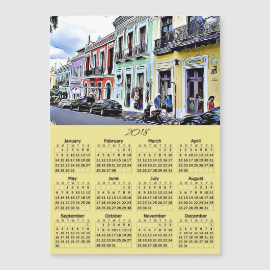 2018 Calendar Magnetic Puerto Rico Card (Voorkant)