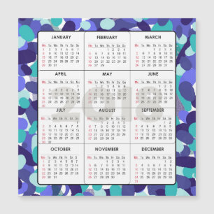 2018 Calendar Square Magnetic Blue Stippen