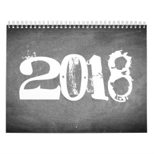 2018 Chalkboard - Agenda zwart-wit Kalender